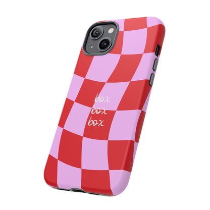 Pink and Red Checkered F1 Phone Case, Box Box Box F1 Phone Case