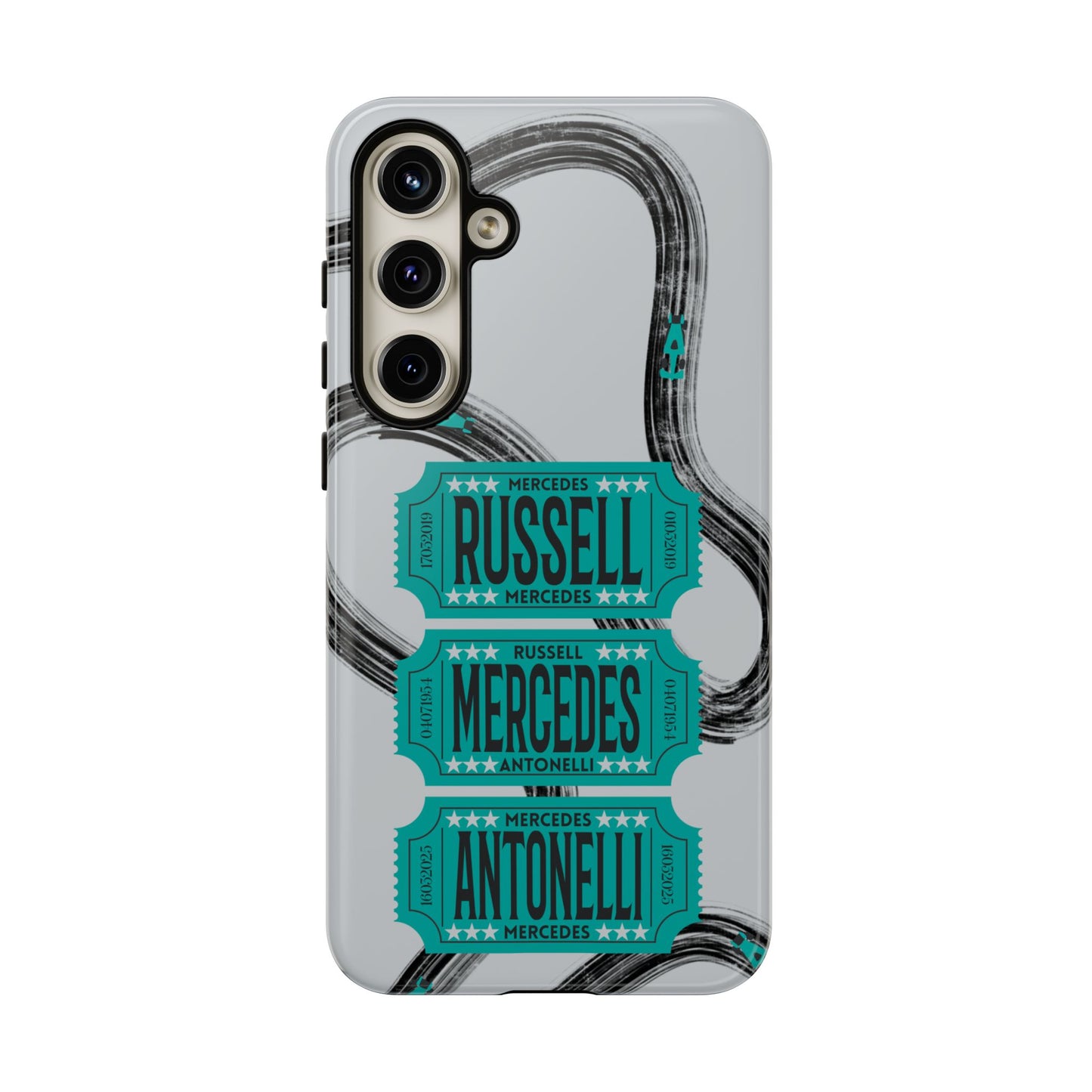 Mercedes F1 Phone Case Painted Ticket Stubs, Trendy F1 Gift, Formula 1 Gift, Cute F1 Phone Case