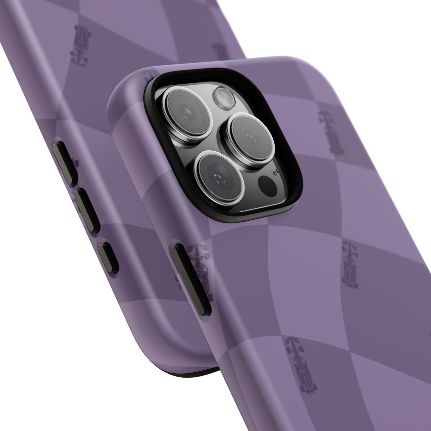 F1 Phone Case Purple Checkered Design, Trendy F1 Gift, Formula 1 Gift, Cute F1 Phone Case, Unique Formula One Phone Case