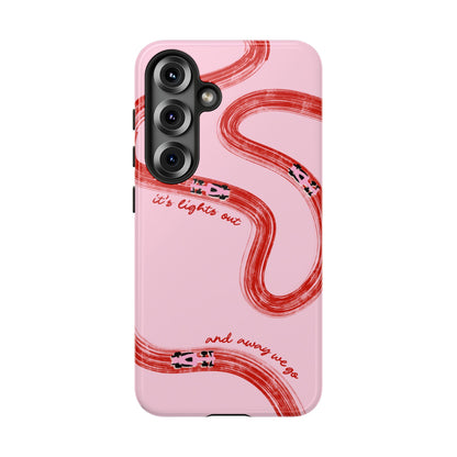 F1 Phone Case Pink and Red Painted "its lights out and away we go", Trendy F1 Gift, Formula 1 Gift, Cute F1 Phone Case, Unique Phone Case
