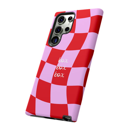 Pink and Red Checkered F1 Phone Case, Box Box Box F1 Phone Case