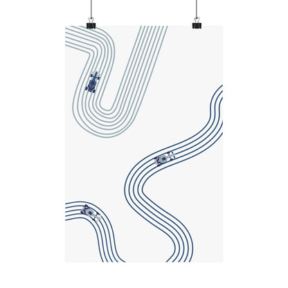 Abstract Blue F1 Matte Vertical Poster | F1 Giclée Art Print (US SIZING)