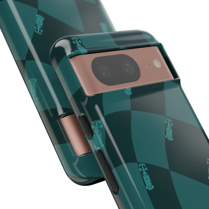 F1 Phone Case Teal Checkered Design, Trendy F1 Gift, Formula 1 Gift, Cute F1 Phone Case, Unique Formula One Phone Case