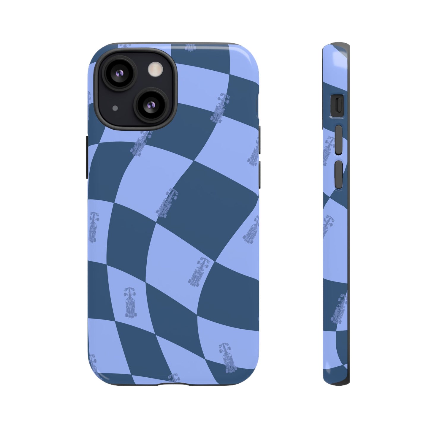 F1 Phone Case Blue Checkerboard Design, Trendy F1 Gift, Formula 1 Gift, Cute F1 Phone Case, Unique Formula One Phone Case