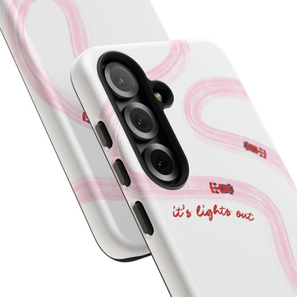 F1 Phone Case Pink and Red Painted "its lights out and away we go", Trendy F1 Gift, Formula 1 Gift, Cute F1 Phone Case, Unique Phone Case