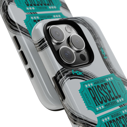 Mercedes F1 Phone Case Painted Ticket Stubs, Trendy F1 Gift, Formula 1 Gift, Cute F1 Phone Case
