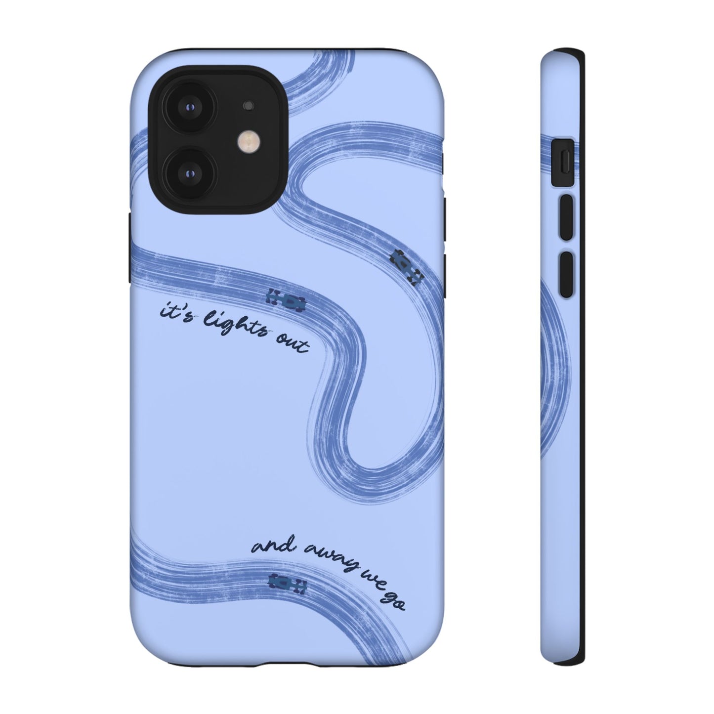 F1 Phone Case Monochrome Blue Painted "its lights out and away we go", Trendy F1 Gift, Formula 1 Gift, Cute F1 Phone Case, Phone Case