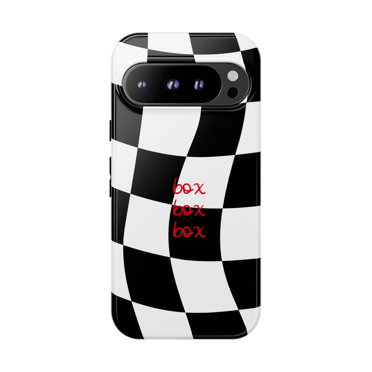 Black and Red Checkered F1 Phone Case, Box Box Box F1 Phone Case