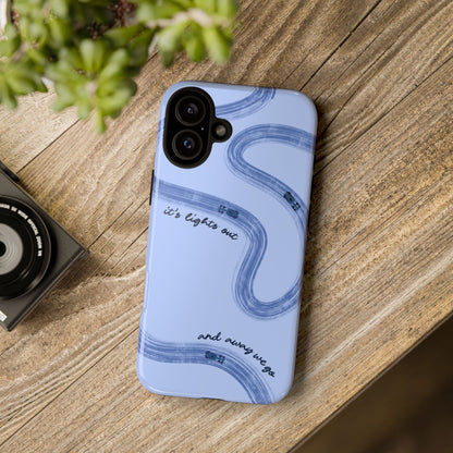 F1 Phone Case Monochrome Blue Painted "its lights out and away we go", Trendy F1 Gift, Formula 1 Gift, Cute F1 Phone Case, Phone Case