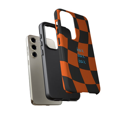 McLaren Orange and Black Checkered F1 Phone Case, Box Box Box F1 Phone Case