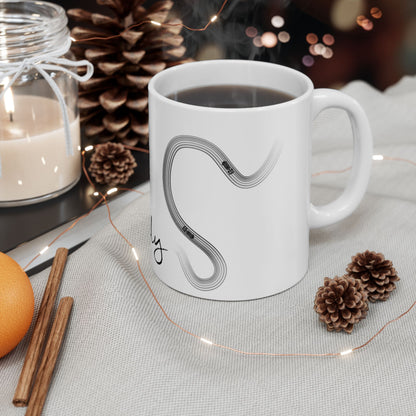 F1 Simply Lovely Mug with Track, Formula One Mug, Inspirational Ceramic Mug for Coffee Lovers