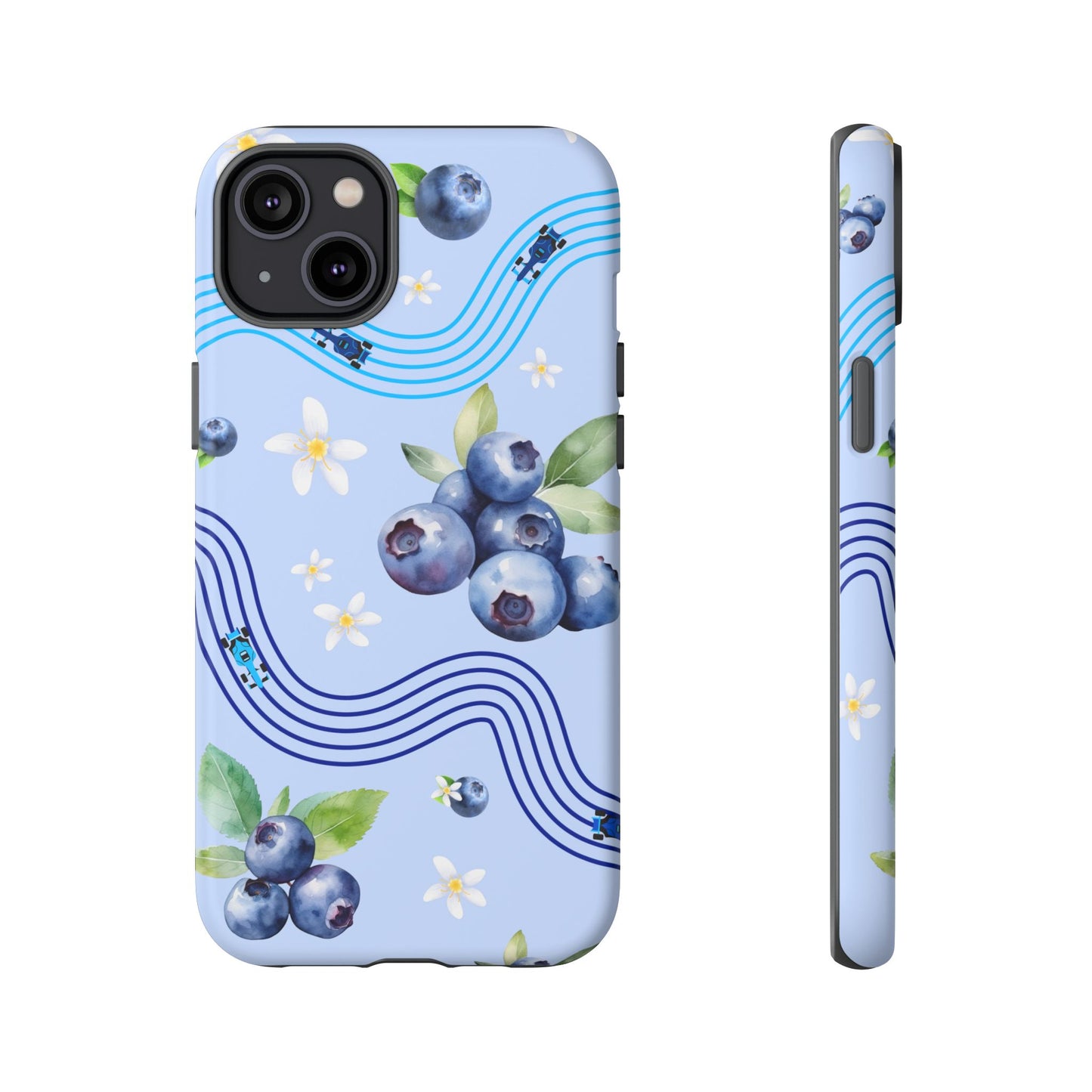 Blue F1 Williams and Blueberries Phone Case, Trendy F1 Gift, Formula 1 Gift, Cute Fruit F1 Phone Case, Unique Phone Case
