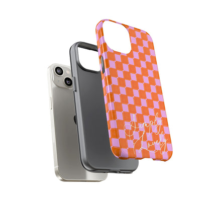 Simply Lovely Orange and Pink Checkered F1 Phone Case Design, Trendy F1 Gift, Formula 1 Gift, Cute F1 Phone Case