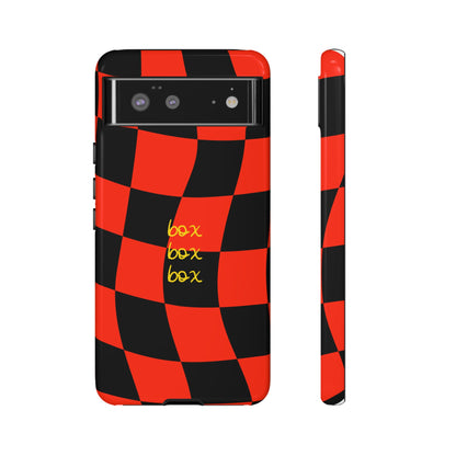 F1 Ferrari Black and Red Checkered Phone Case, Box Box Box F1 Phone Case