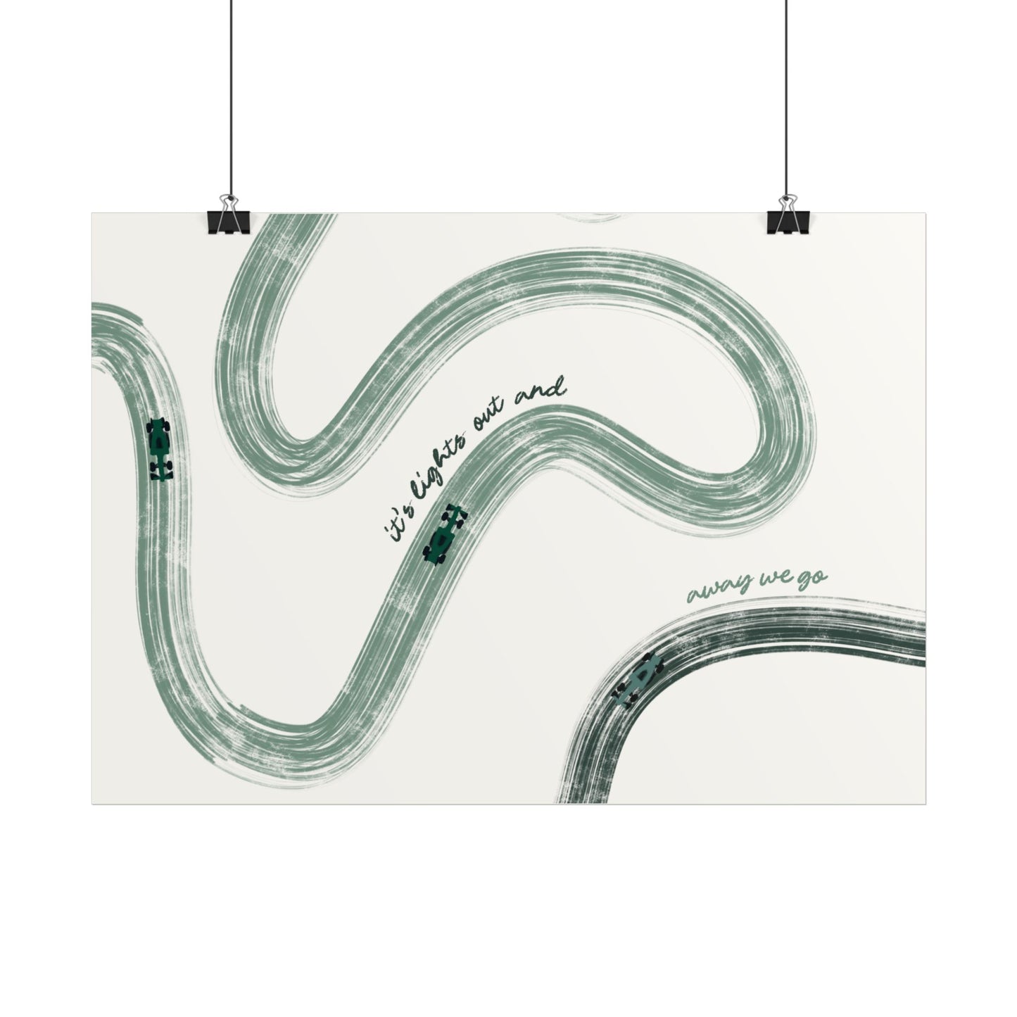 Horizontal Green F1 Abstract Art Poster | Minimalist F1 Art - EU Sizing (Physical Print)