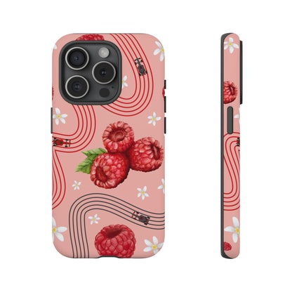 Red F1 Haas and Raspberries Phone Case, Trendy F1 Gift, Formula 1 Gift, Cute Fruit F1 Phone Case, Unique Phone Case