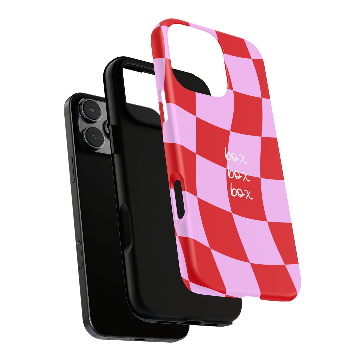 Pink and Red Checkered F1 Phone Case, Box Box Box F1 Phone Case