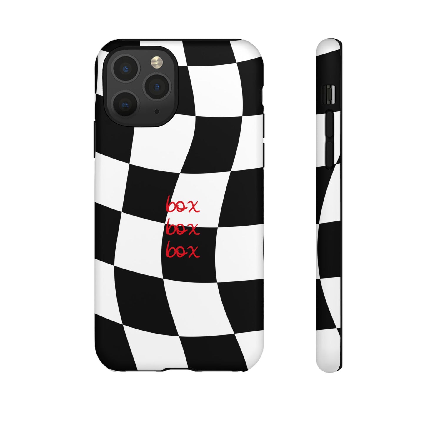 Black and Red Checkered F1 Phone Case, Box Box Box F1 Phone Case