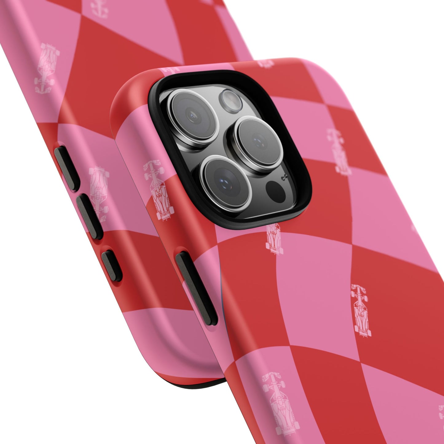 F1 Phone Case Pink and Red Checkerboard Design, Trendy F1 Gift, Girly Formula 1 Gift, Cute F1 Phone Case, Unique Formula One Phone Case