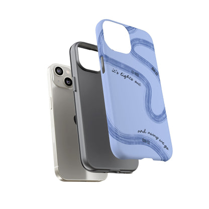 F1 Phone Case Monochrome Blue Painted "its lights out and away we go", Trendy F1 Gift, Formula 1 Gift, Cute F1 Phone Case, Phone Case