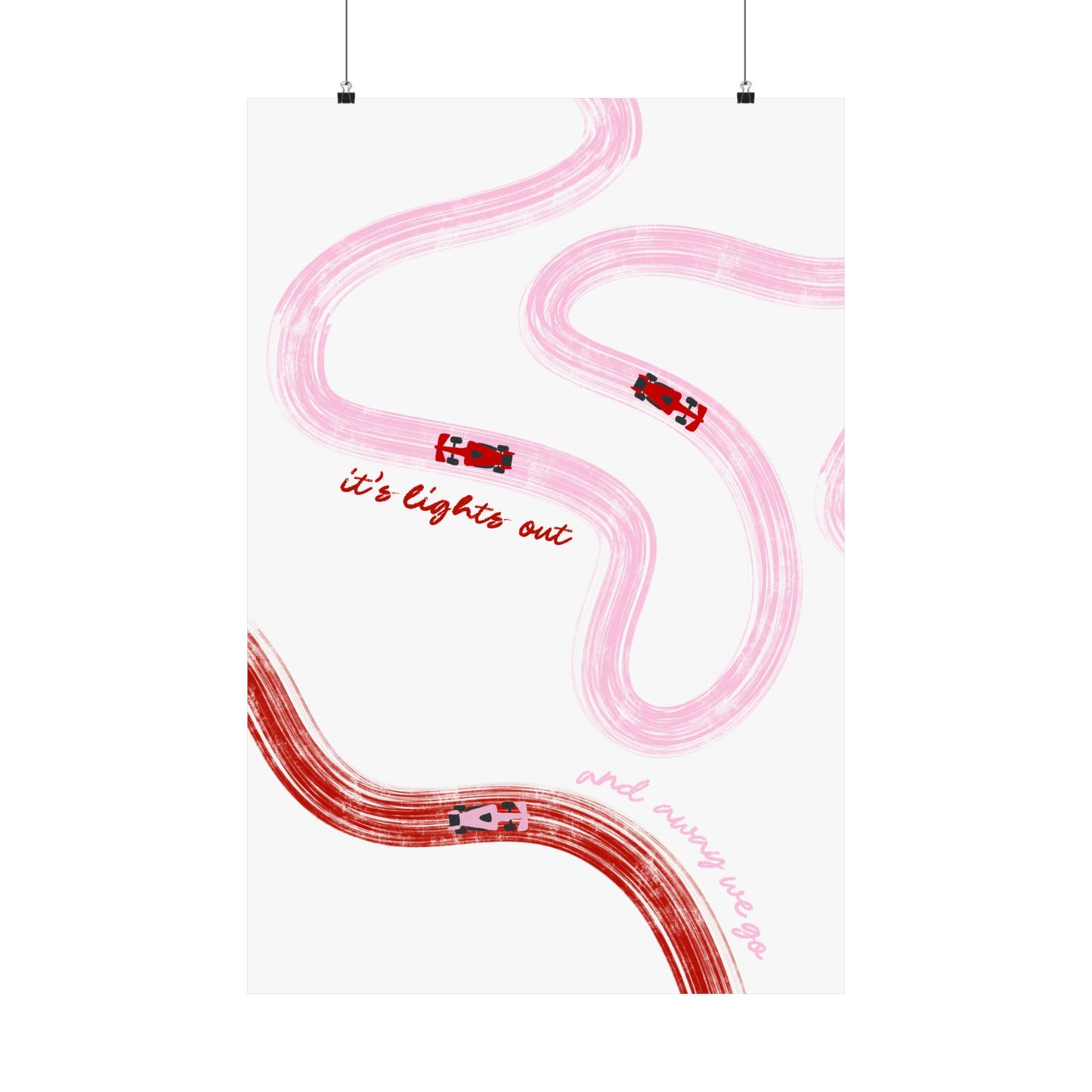 Pink and Red F1 Matte Vertical Poster | F1 Giclée Art Print (US SIZING)