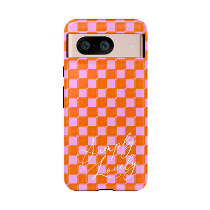 Simply Lovely Orange and Pink Checkered F1 Phone Case Design, Trendy F1 Gift, Formula 1 Gift, Cute F1 Phone Case