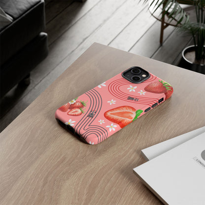Red F1 Audi and Strawberries Phone Case, Trendy F1 Gift, Formula 1 Gift, Cute Fruit F1 Phone Case, Unique Phone Case
