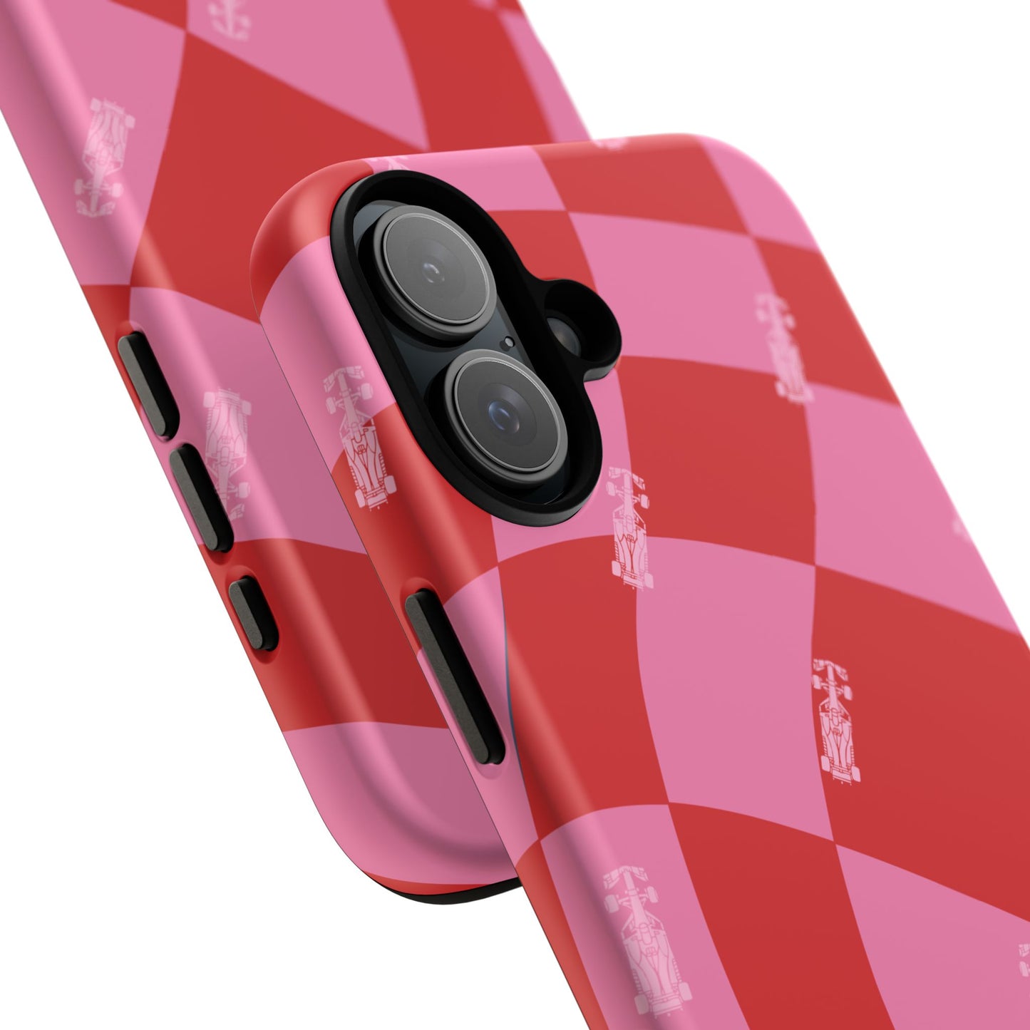 F1 Phone Case Pink and Red Checkerboard Design, Trendy F1 Gift, Girly Formula 1 Gift, Cute F1 Phone Case, Unique Formula One Phone Case
