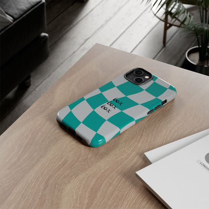 Mercedes Teal and Grey Checkered F1 Phone Case, Box Box Box F1 Phone Case