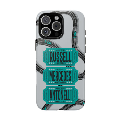 Mercedes F1 Phone Case Painted Ticket Stubs, Trendy F1 Gift, Formula 1 Gift, Cute F1 Phone Case