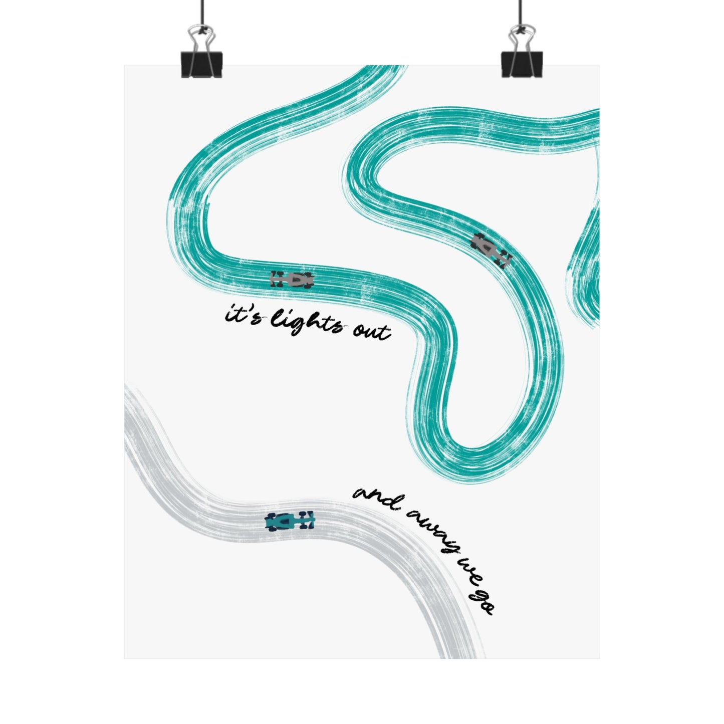 Mercedes Teal and Silver F1 Matte Vertical Poster | F1 Giclée Art Print (US SIZING)