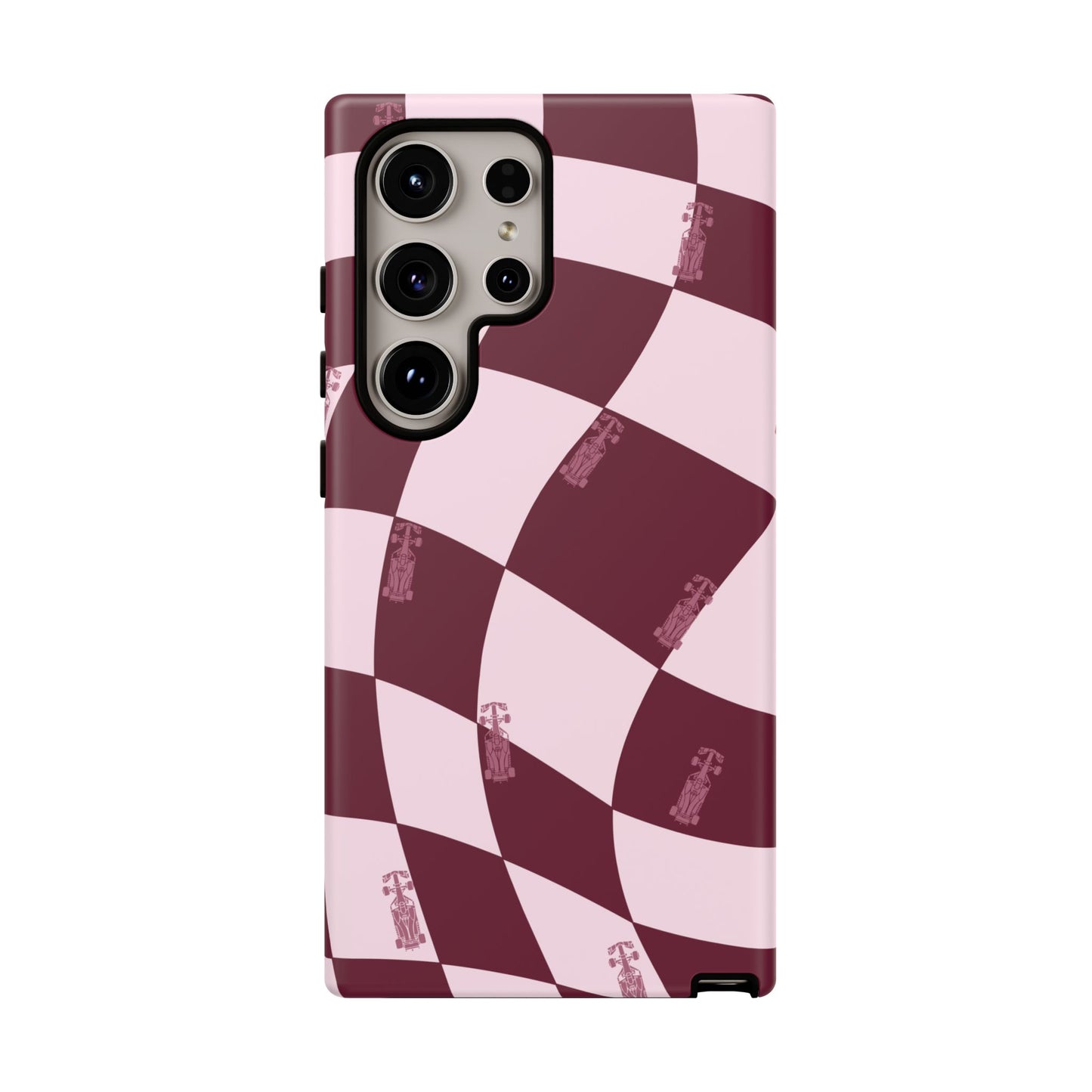F1 Phone Case Pink Checkered Design, Trendy F1 Gift, Formula 1 Gift, Cute F1 Phone Case, Unique Formula One Phone Case