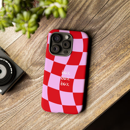 Pink and Red Checkered F1 Phone Case, Box Box Box F1 Phone Case