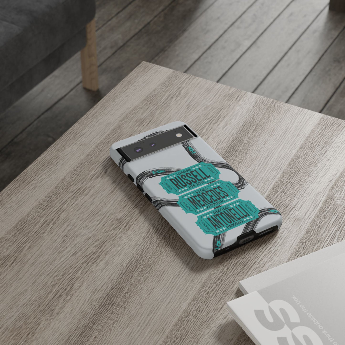 Mercedes F1 Phone Case Painted Ticket Stubs, Trendy F1 Gift, Formula 1 Gift, Cute F1 Phone Case