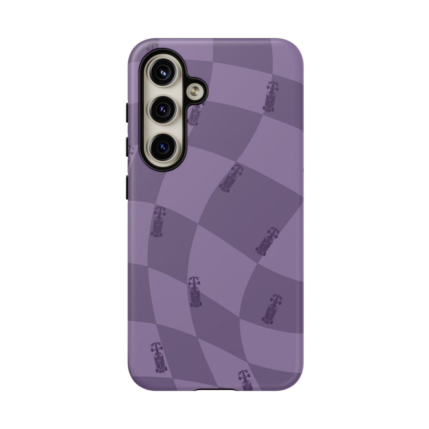 F1 Phone Case Purple Checkered Design, Trendy F1 Gift, Formula 1 Gift, Cute F1 Phone Case, Unique Formula One Phone Case