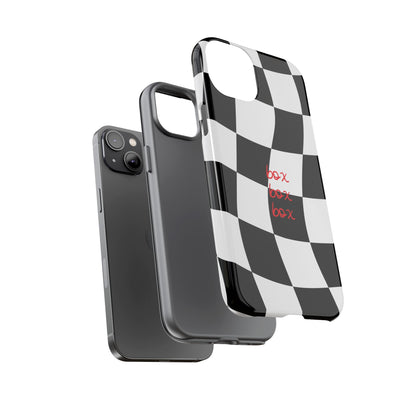 Black and Red Checkered F1 Phone Case, Box Box Box F1 Phone Case