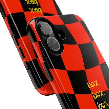 F1 Ferrari Black and Red Checkered Phone Case, Box Box Box F1 Phone Case