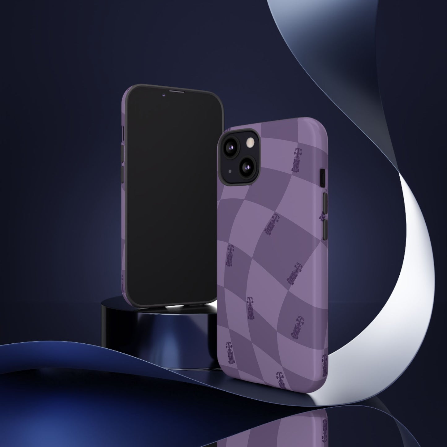 F1 Phone Case Purple Checkered Design, Trendy F1 Gift, Formula 1 Gift, Cute F1 Phone Case, Unique Formula One Phone Case