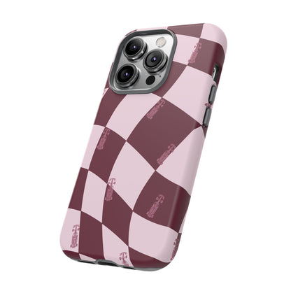 F1 Phone Case Pink Checkered Design, Trendy F1 Gift, Formula 1 Gift, Cute F1 Phone Case, Unique Formula One Phone Case