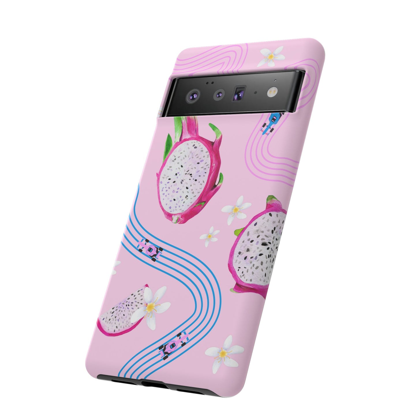 Pink F1 Alpine and Dragonfruit Phone Case, Trendy F1 Gift, Formula 1 Gift, Cute Fruit F1 Phone Case, Unique Phone Case