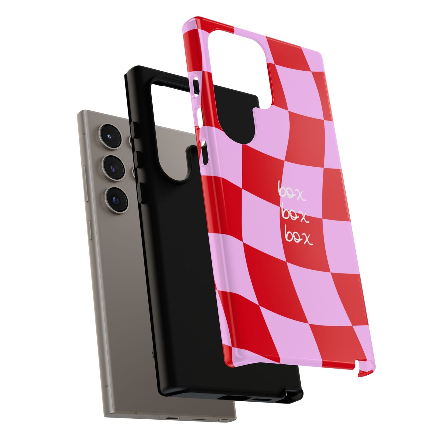 Pink and Red Checkered F1 Phone Case, Box Box Box F1 Phone Case