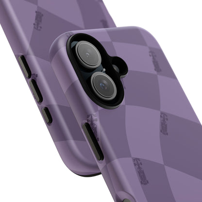 F1 Phone Case Purple Checkered Design, Trendy F1 Gift, Formula 1 Gift, Cute F1 Phone Case, Unique Formula One Phone Case