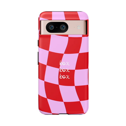 Pink and Red Checkered F1 Phone Case, Box Box Box F1 Phone Case