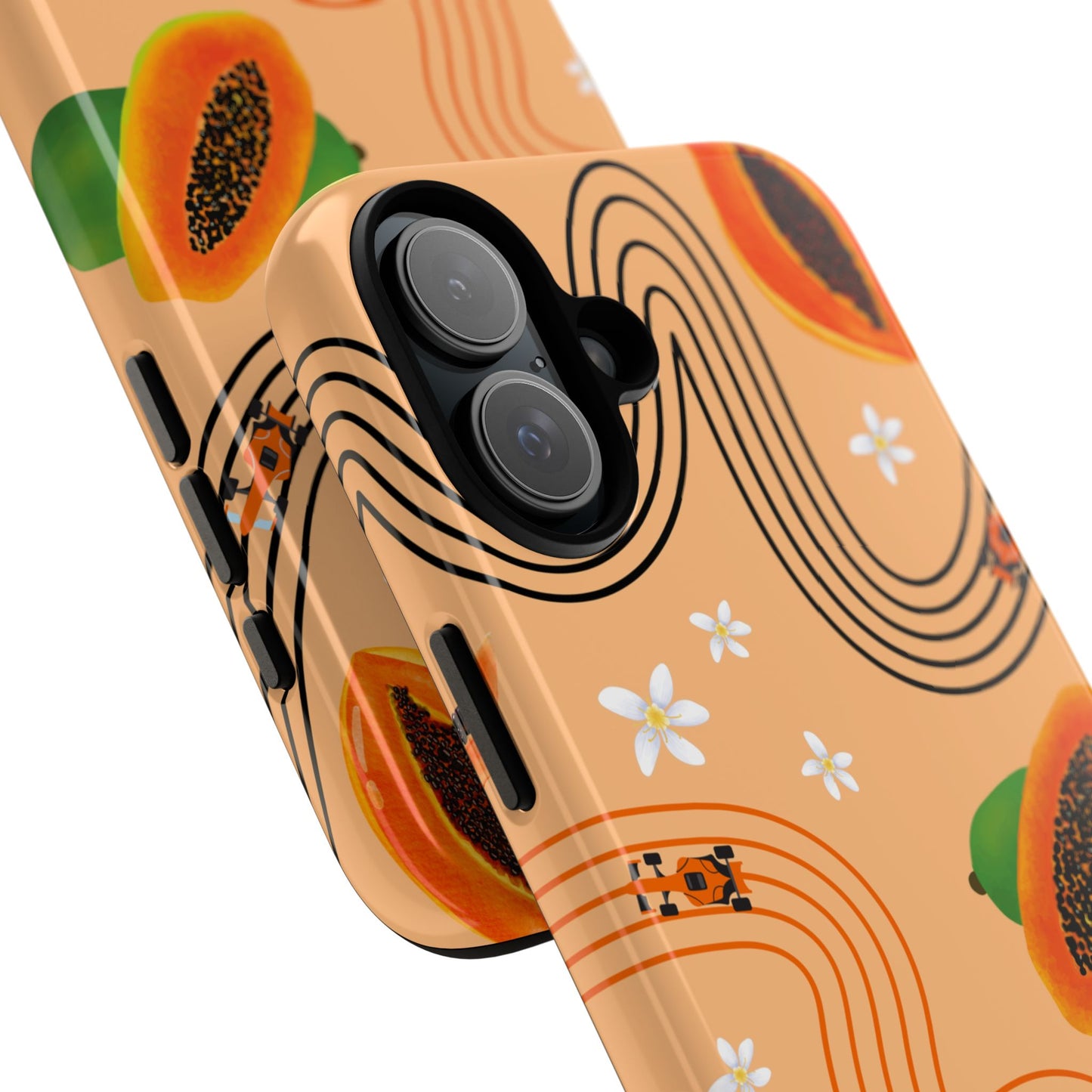 Orange F1 McLaren and Papaya Phone Case, Trendy F1 Gift, Formula 1 Gift, Cute Fruit F1 Phone Case, Unique Phone Case