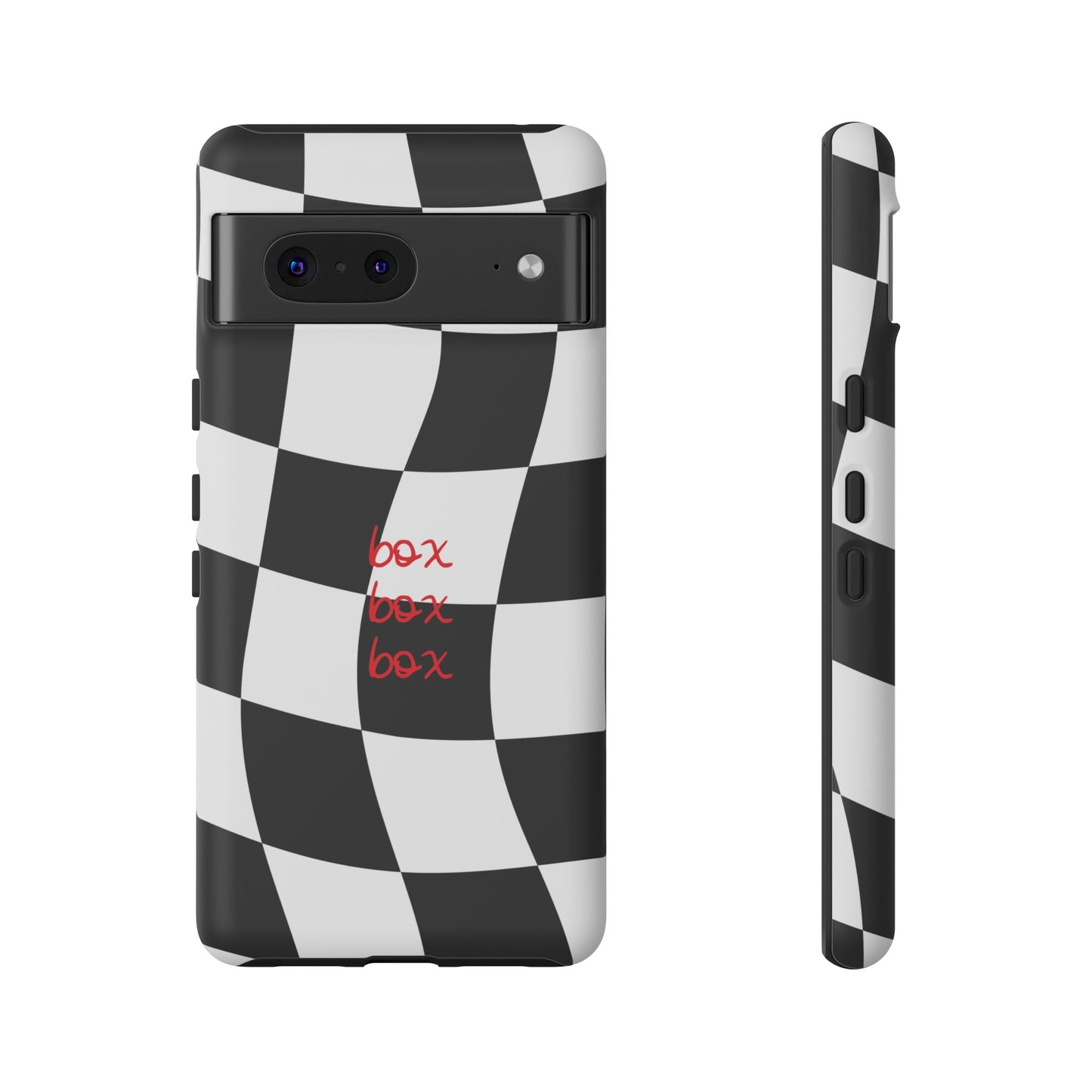 Black and Red Checkered F1 Phone Case, Box Box Box F1 Phone Case
