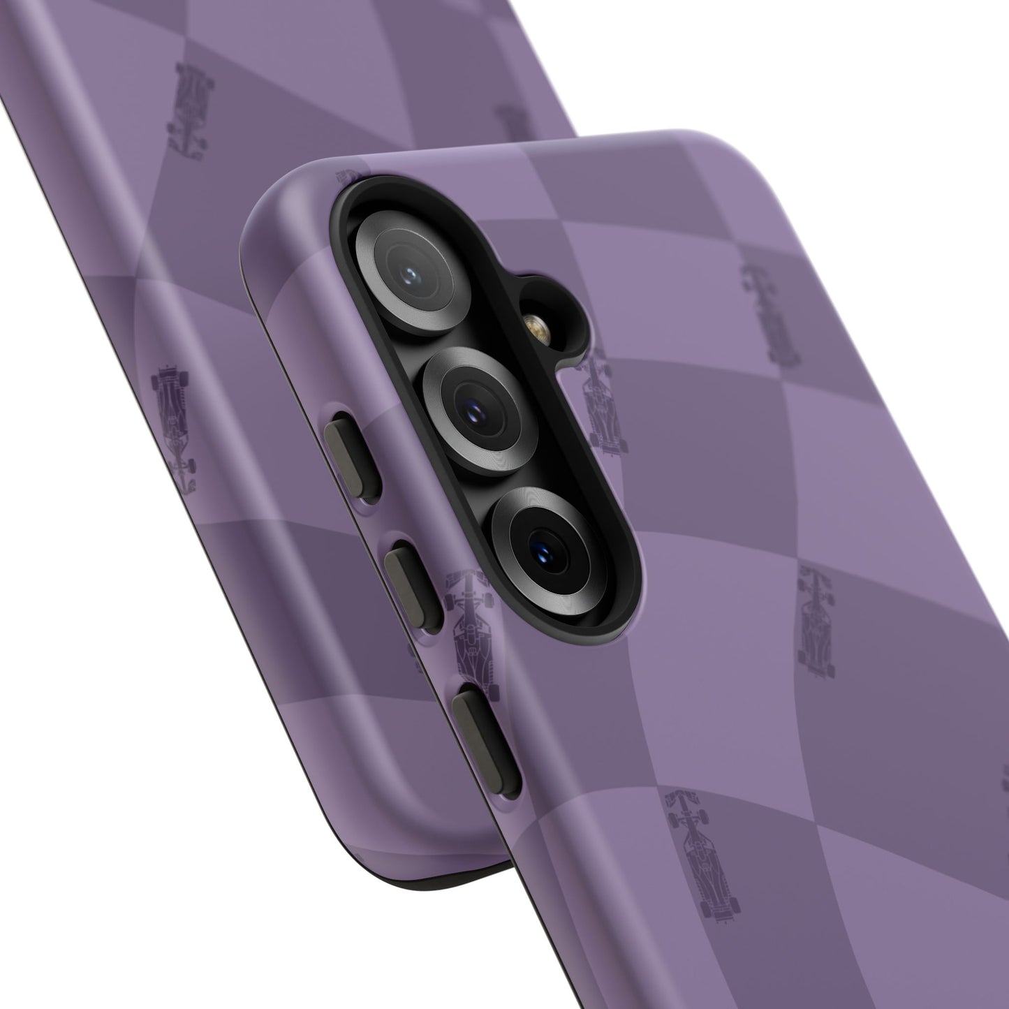 F1 Phone Case Purple Checkered Design, Trendy F1 Gift, Formula 1 Gift, Cute F1 Phone Case, Unique Formula One Phone Case