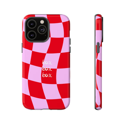 Pink and Red Checkered F1 Phone Case, Box Box Box F1 Phone Case