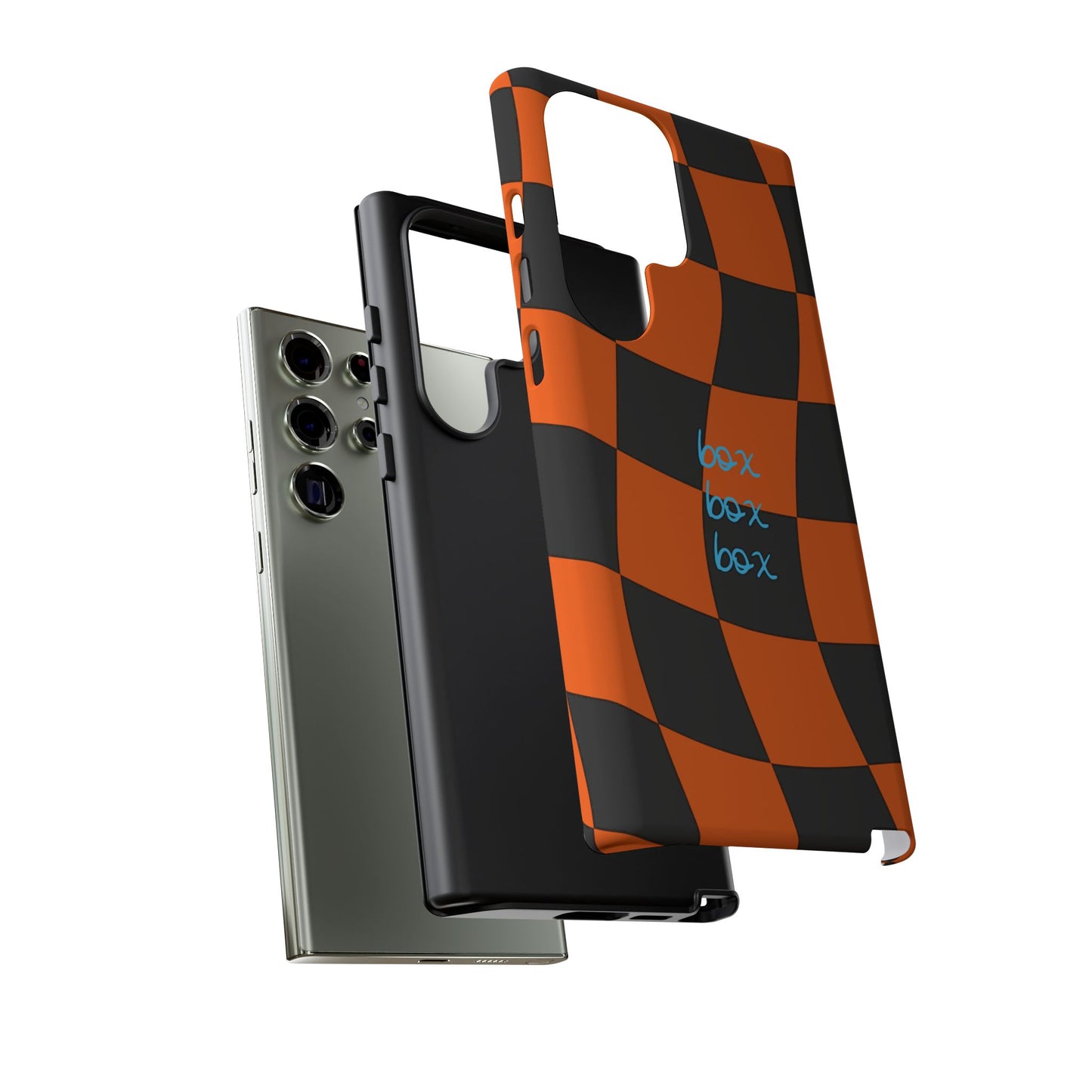 McLaren Orange and Black Checkered F1 Phone Case, Box Box Box F1 Phone Case