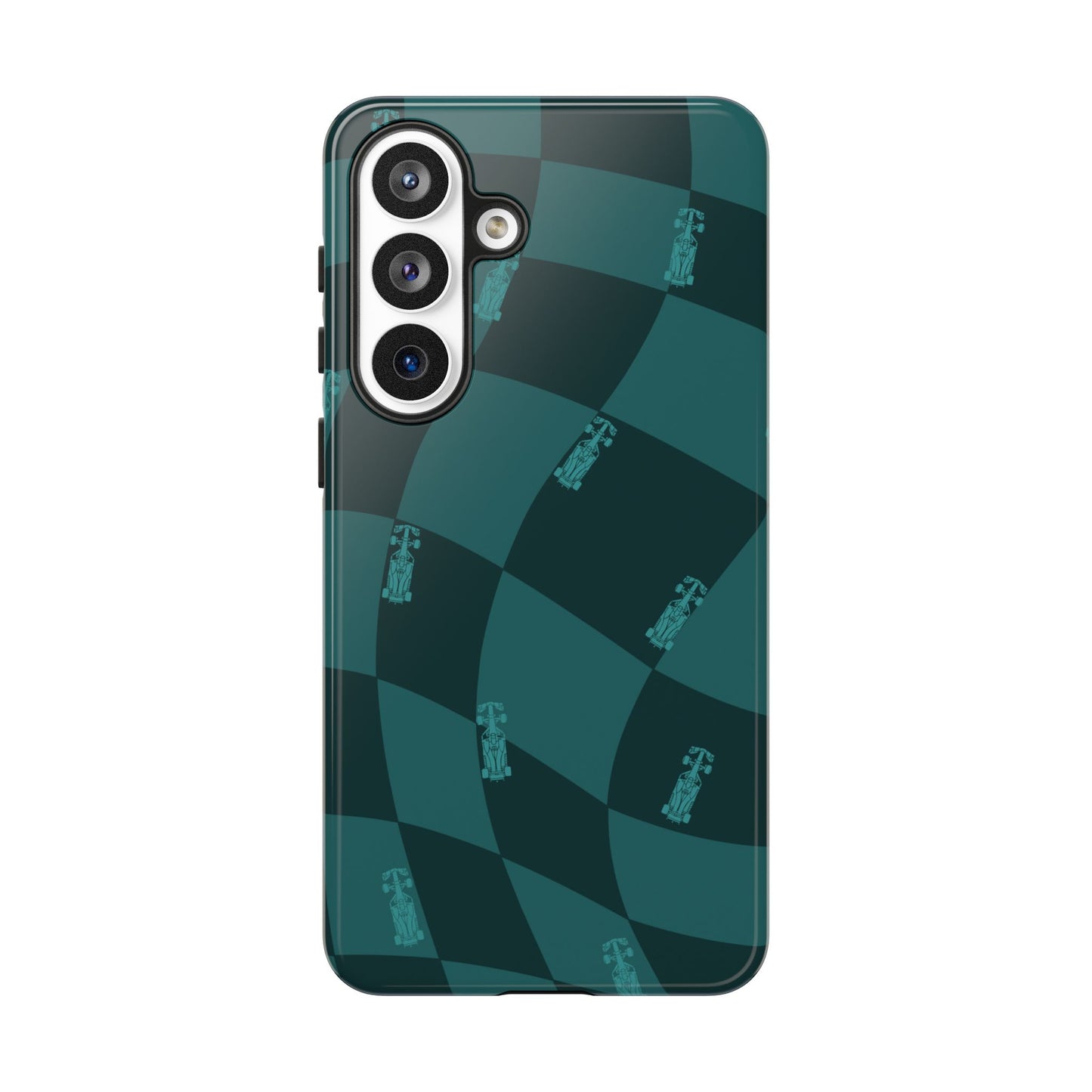 F1 Phone Case Teal Checkered Design, Trendy F1 Gift, Formula 1 Gift, Cute F1 Phone Case, Unique Formula One Phone Case