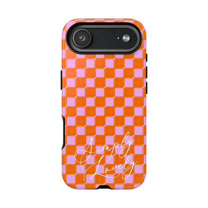 Simply Lovely Orange and Pink Checkered F1 Phone Case Design, Trendy F1 Gift, Formula 1 Gift, Cute F1 Phone Case